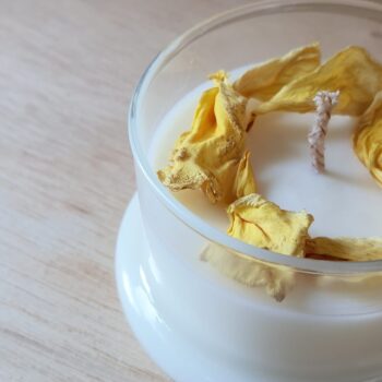 Yellow Flower Glass Candle